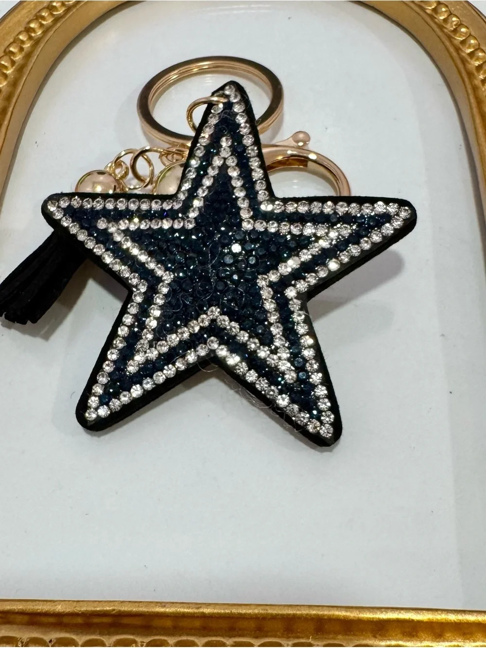 New Dark Blue Crystal Star Keychain